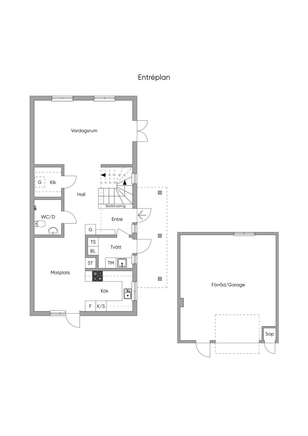 Planlösning. Bottenplan