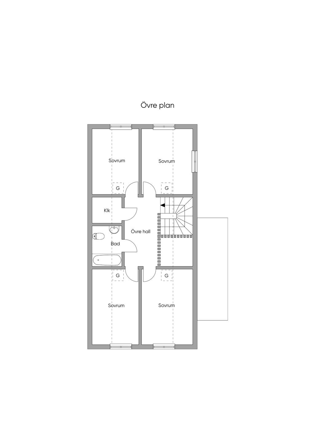 Planlösning. Övre plan