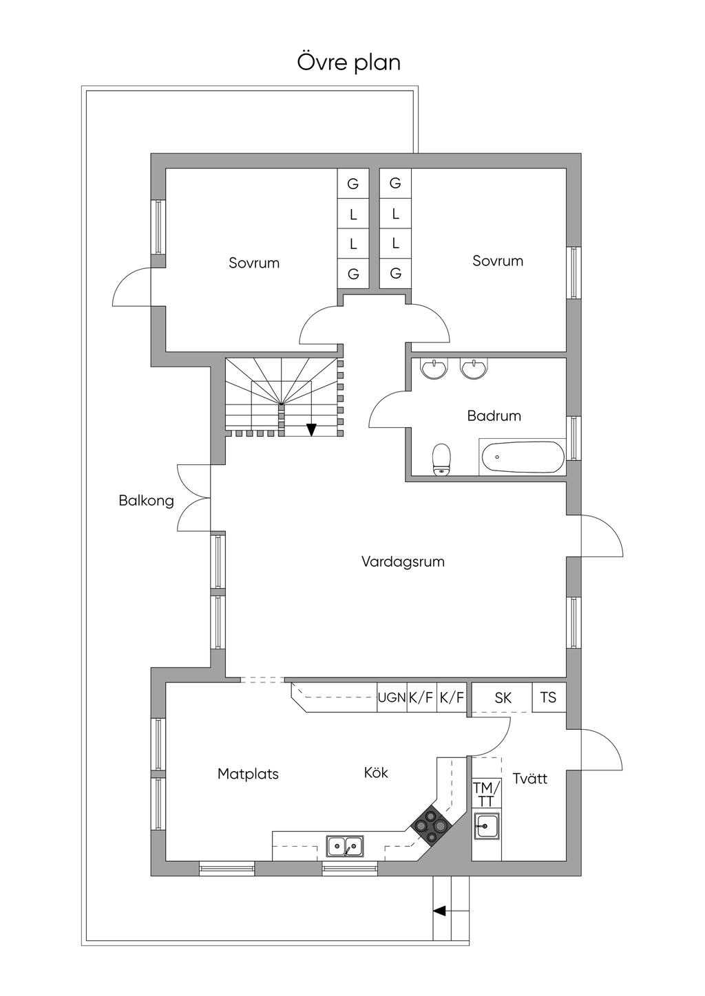 Planlösning Övre plan
