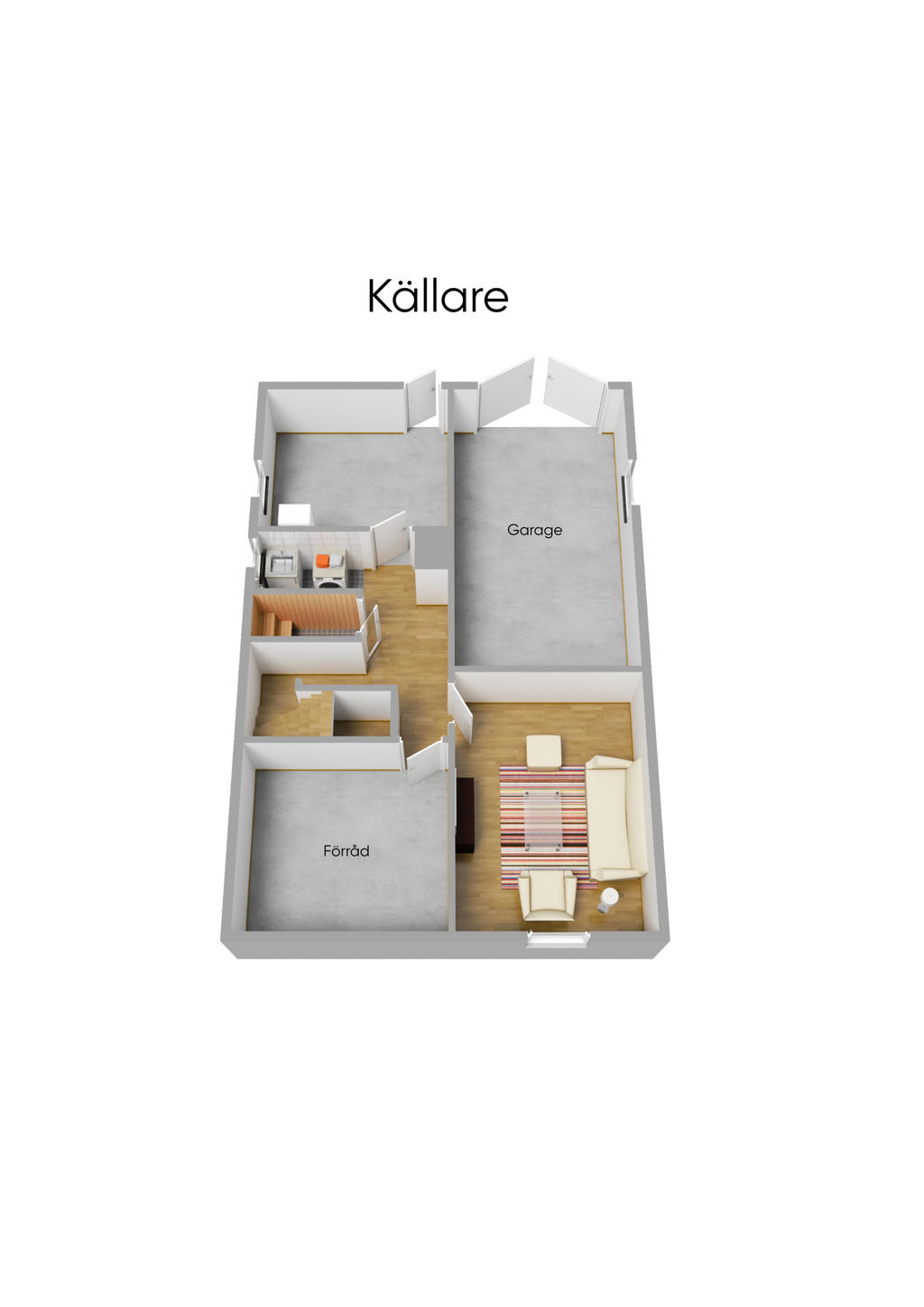Planlösning källarplan 3D