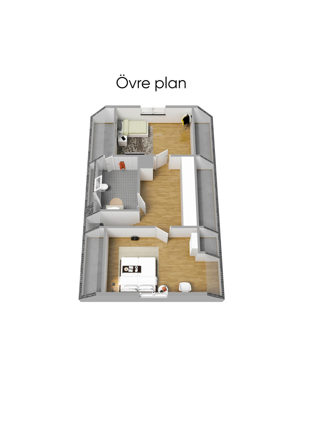 Planlösning övre plan 3D