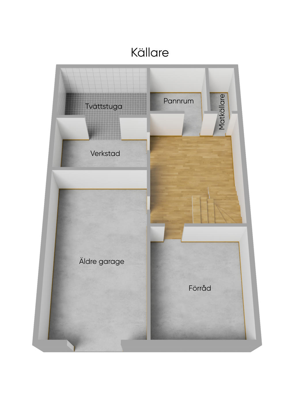 Planlösning källarplan 3D