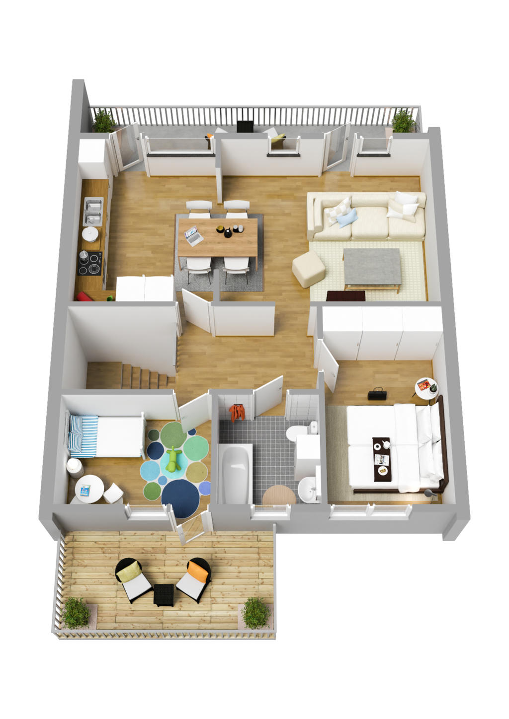 Planlösning övre plan 3D