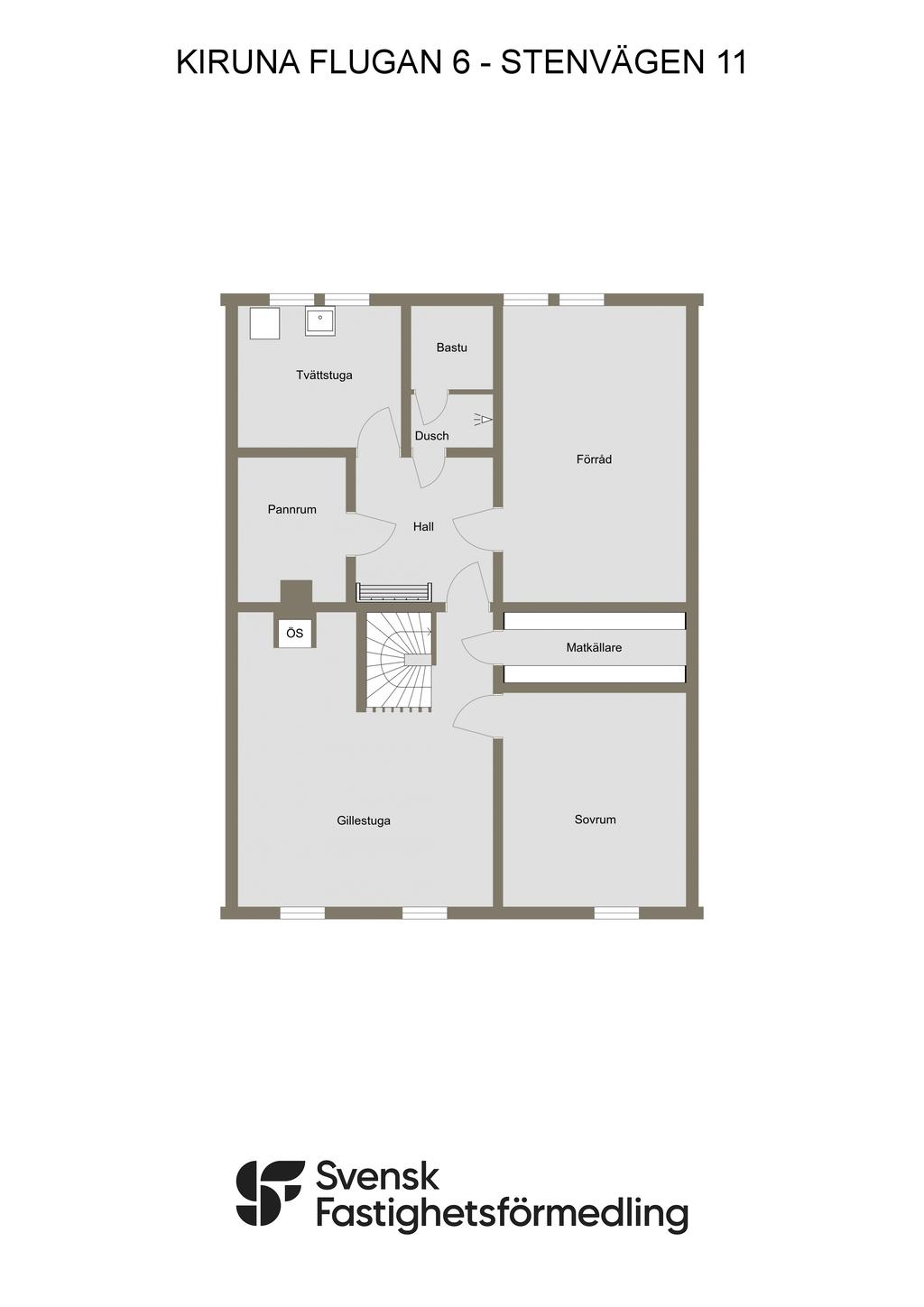 KIRUNA FLUGAN 6 - STENVÄGEN 11 - 2D - RITNING KÄLLARPLAN 