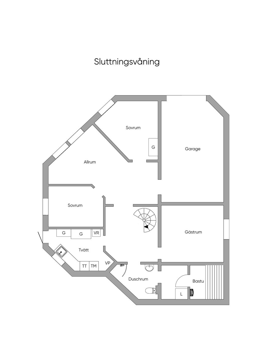 Planlösning sluttningsvåning