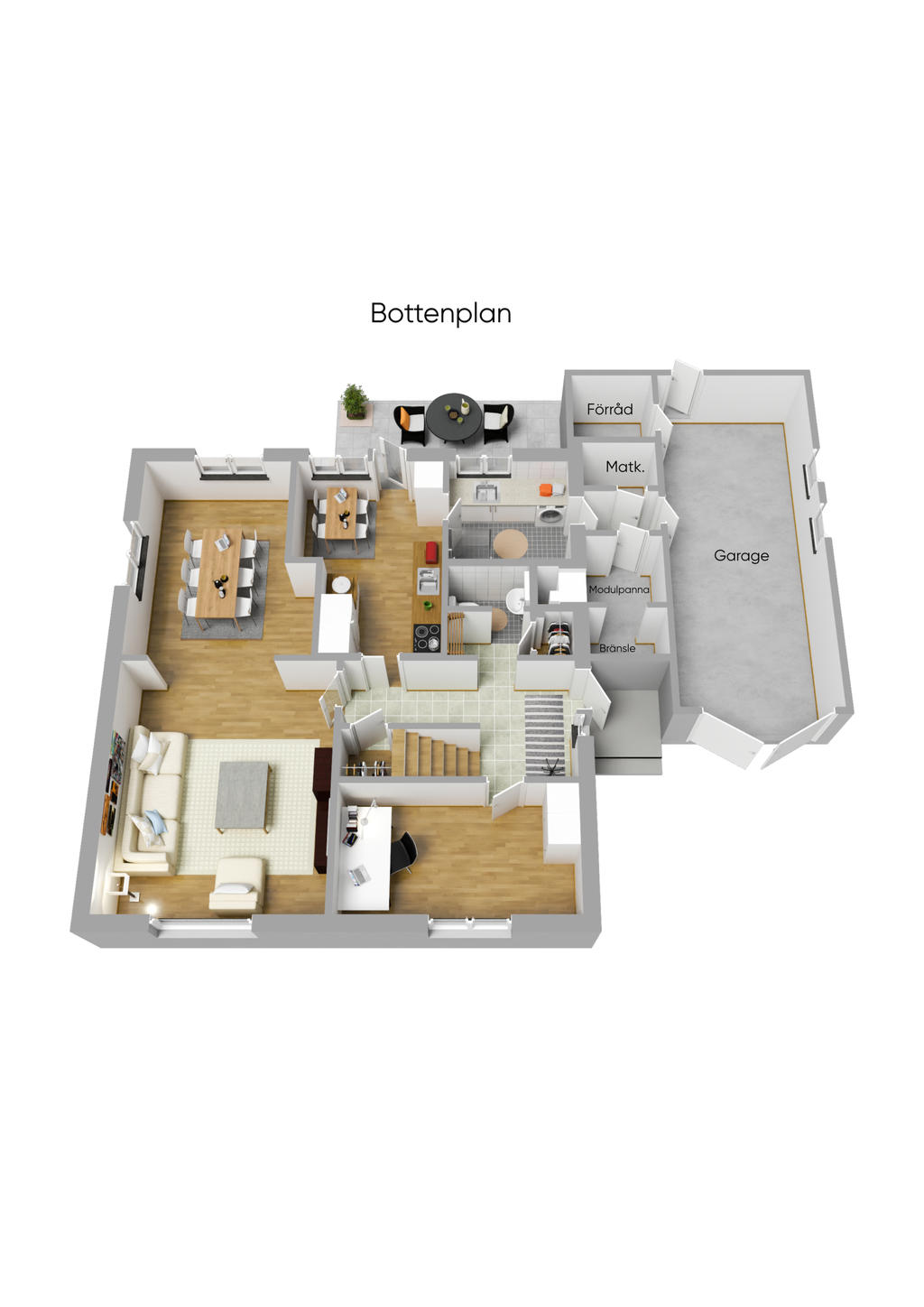 Planlösning bottenplan 3D