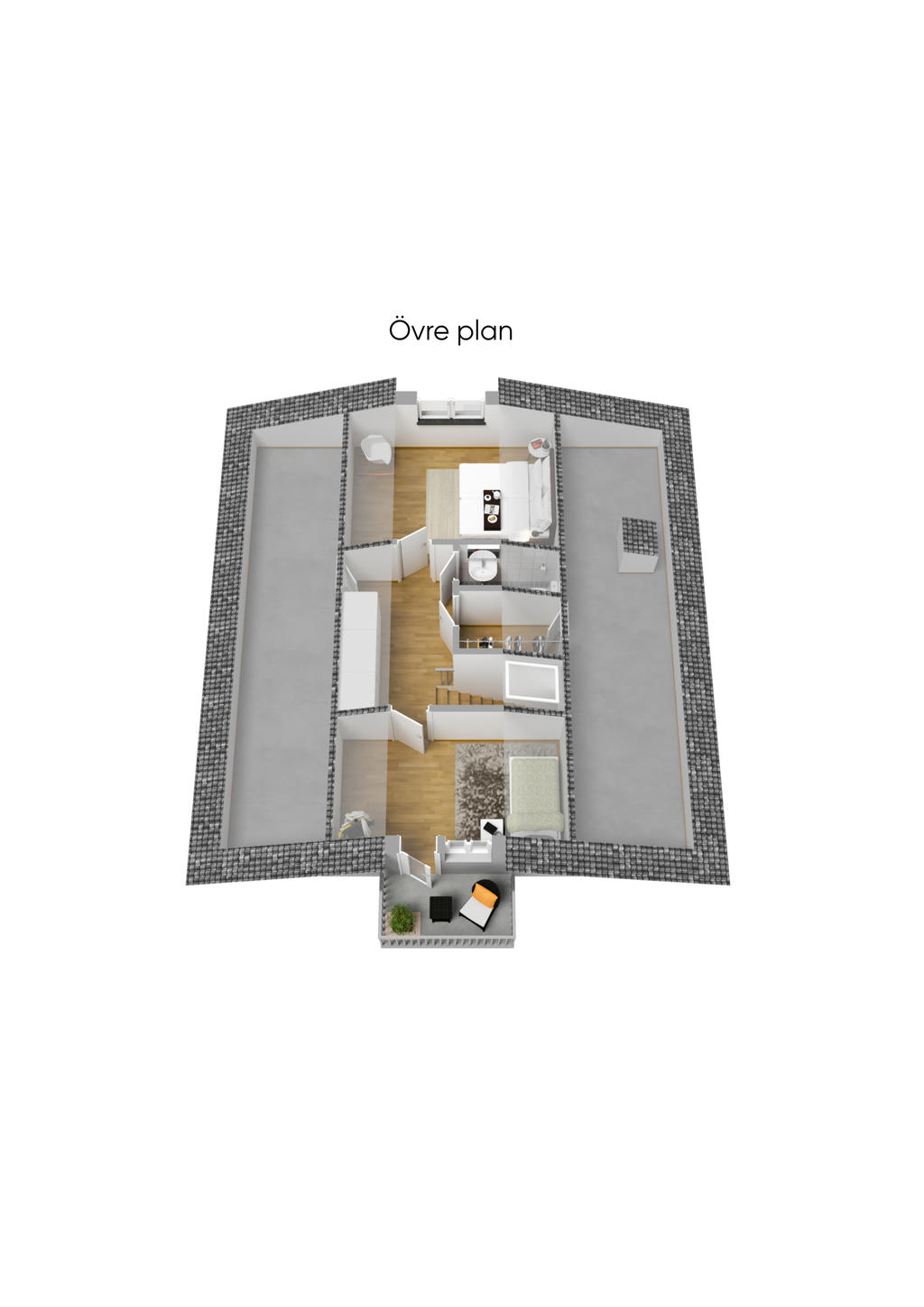 Planlösning övre plan 3D