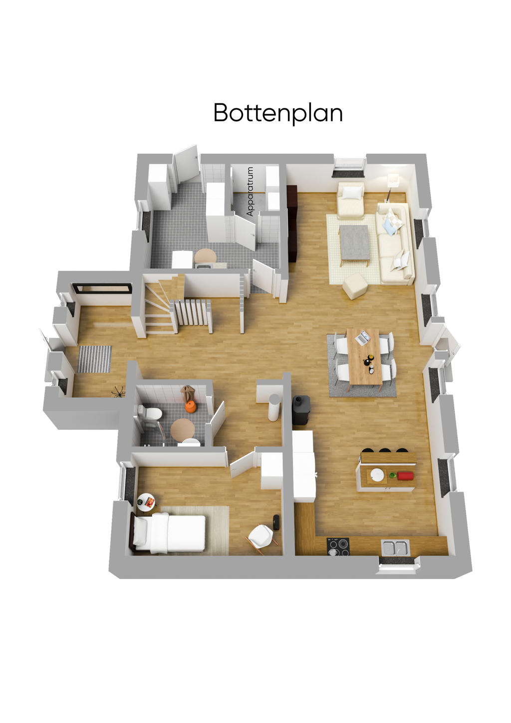 Planlösning Bottenplan 3D