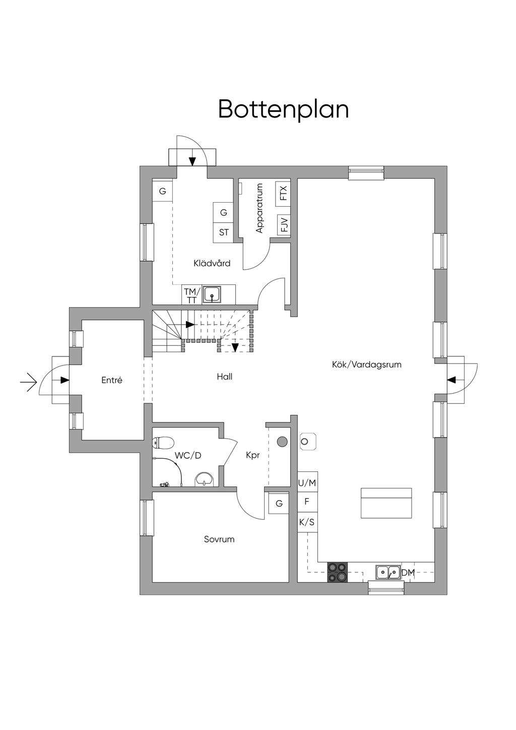 Planlösning Bottenplan 2D