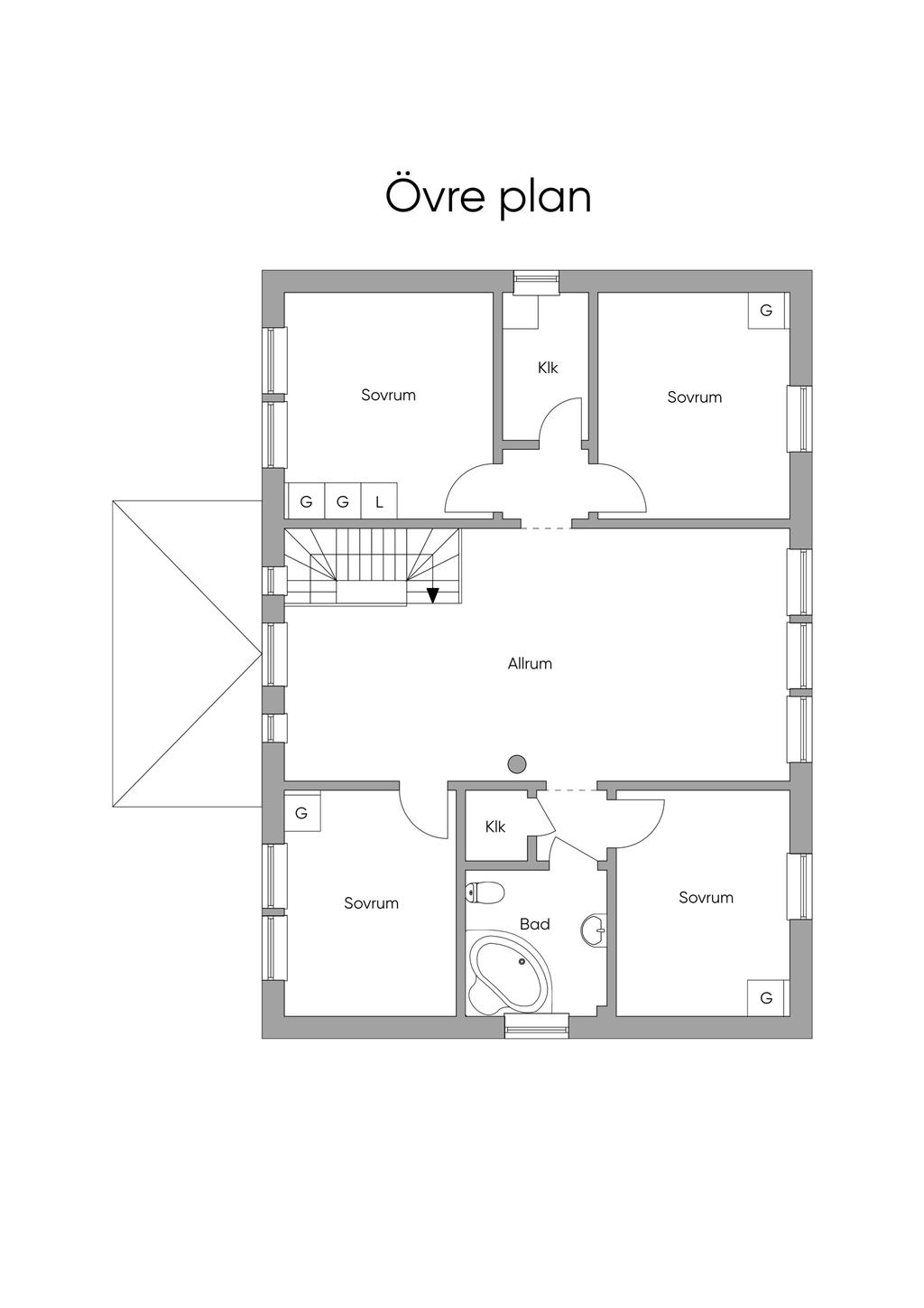 Planlösning Övre plan 2D