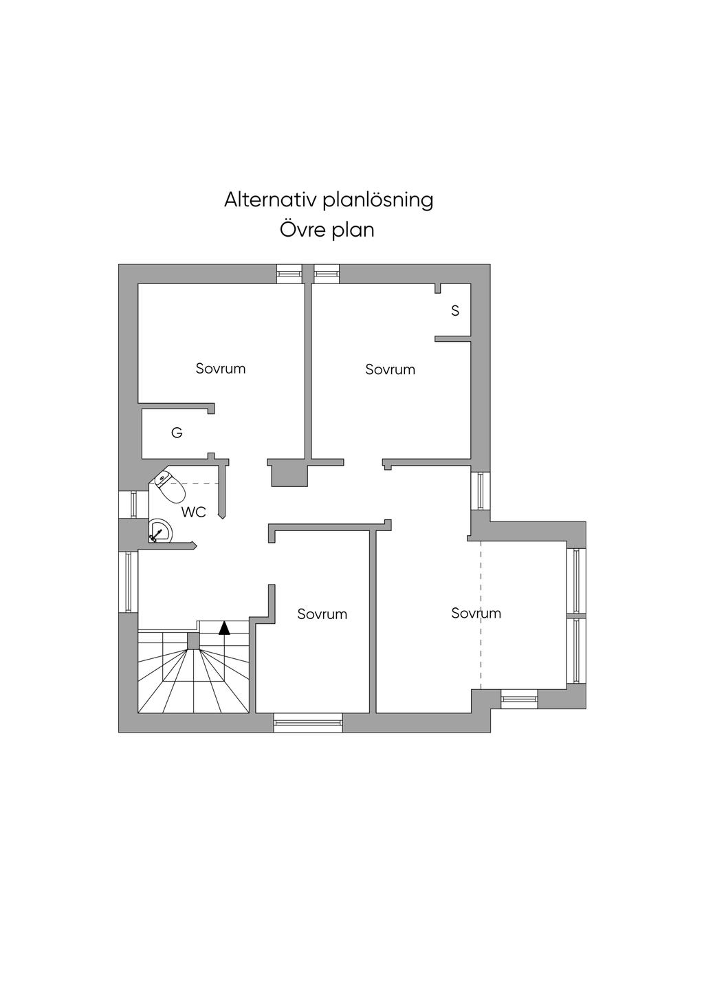 Alternativ planlösning Övre plan