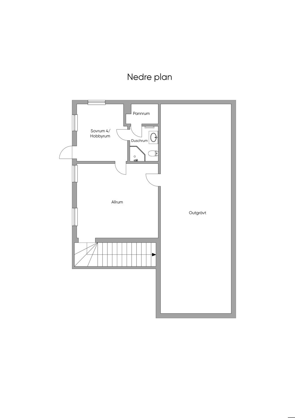 Planritning - Nedre plan 