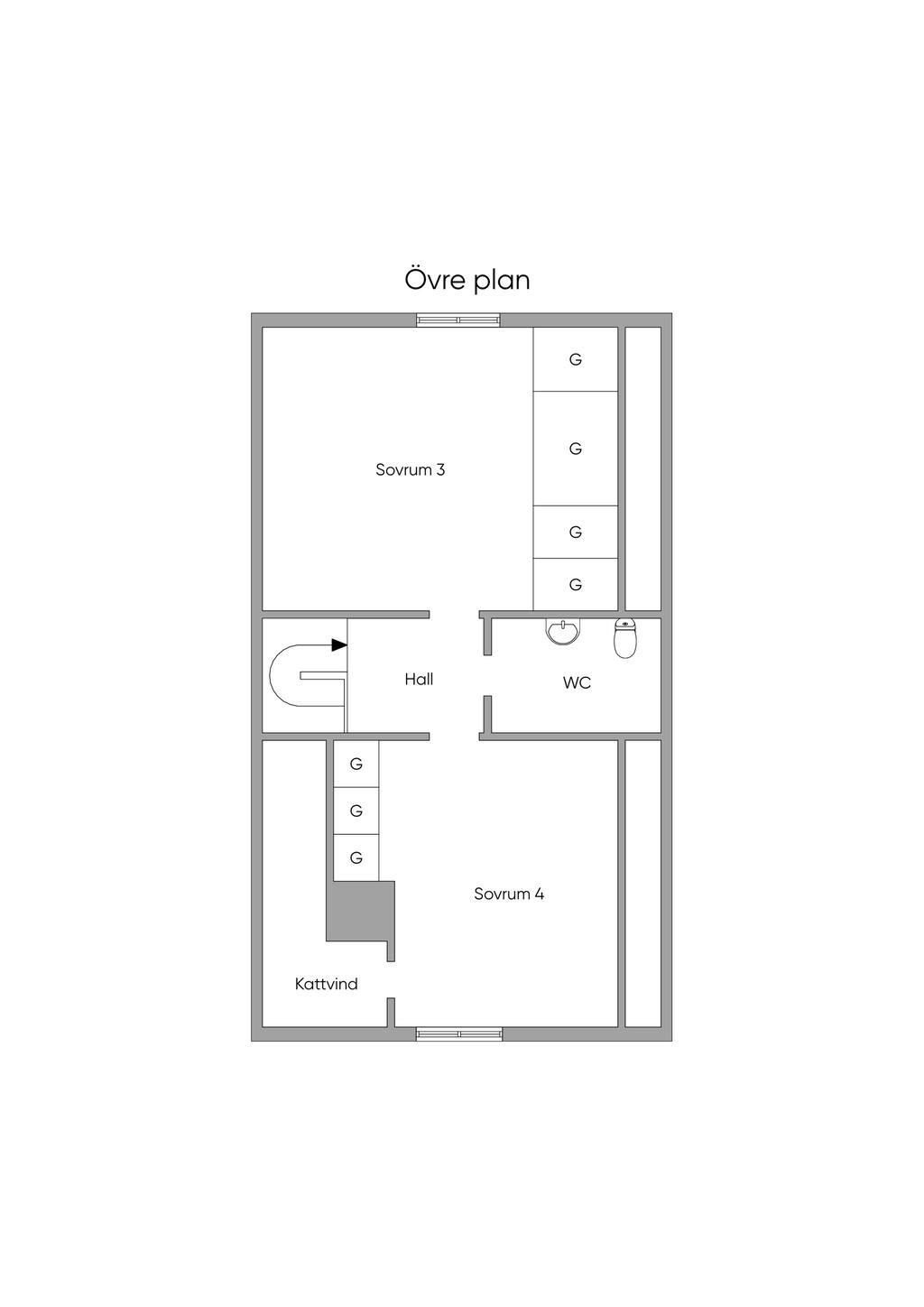 Planlösning, övre plan