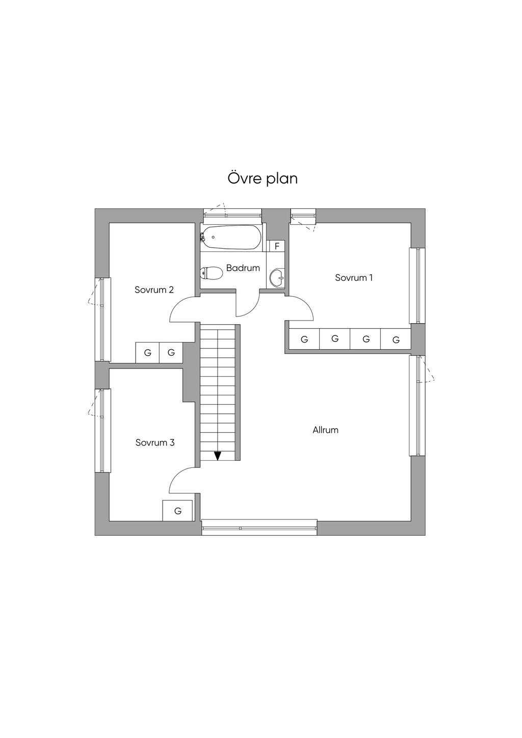 Planritning Övre plan