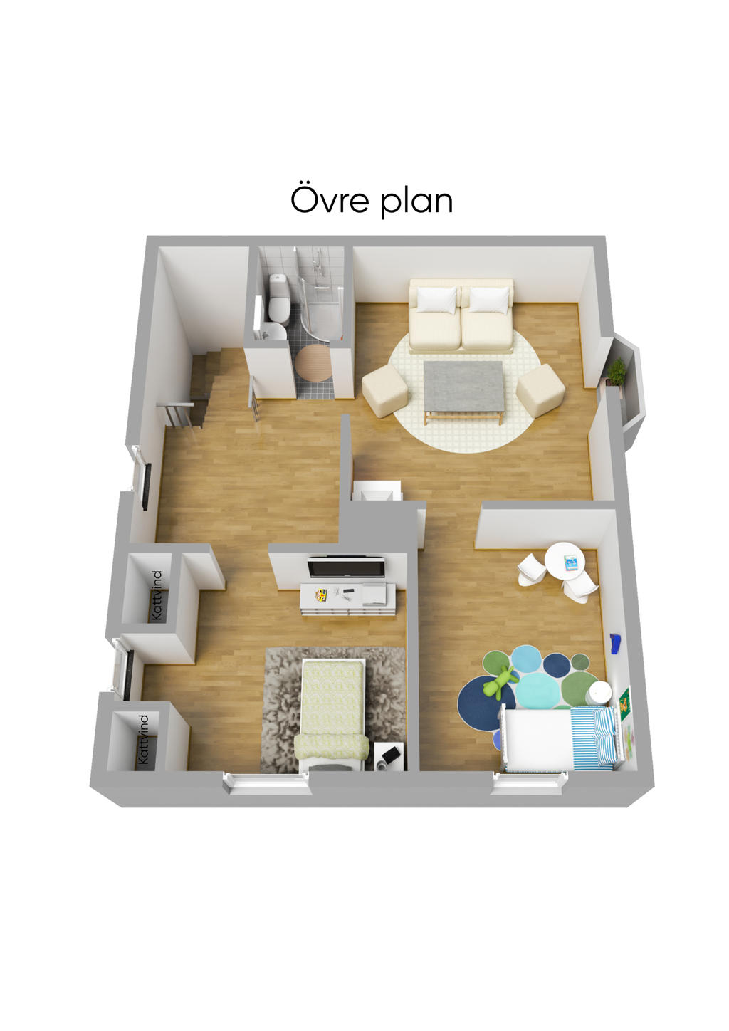 Planlösning övre plan 3D