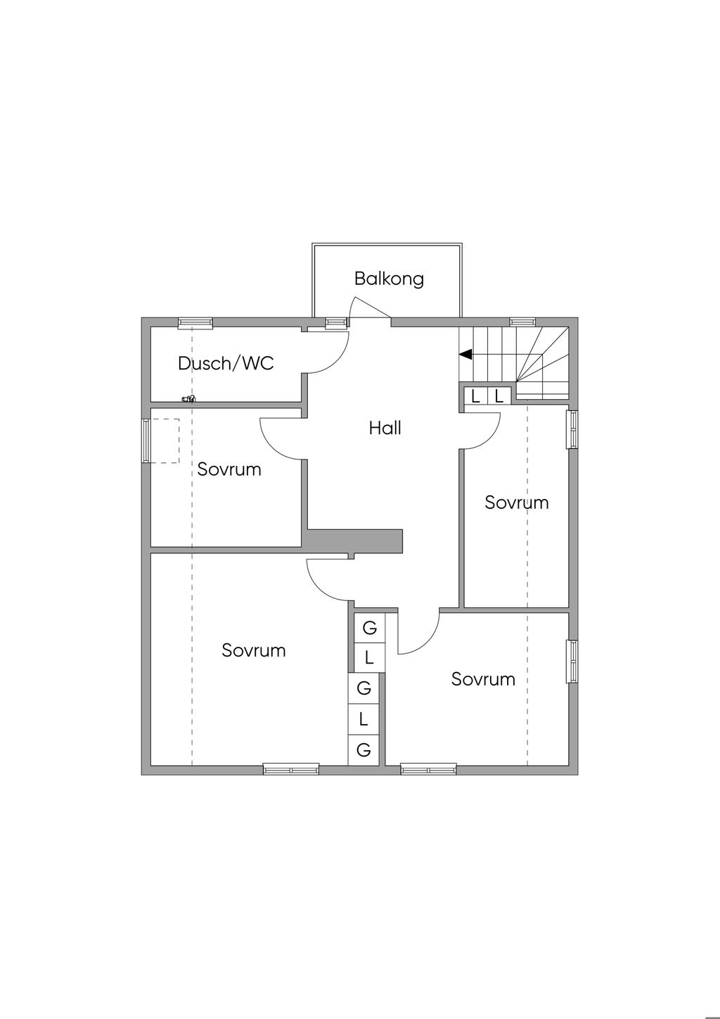 Planritning övervåning 19A