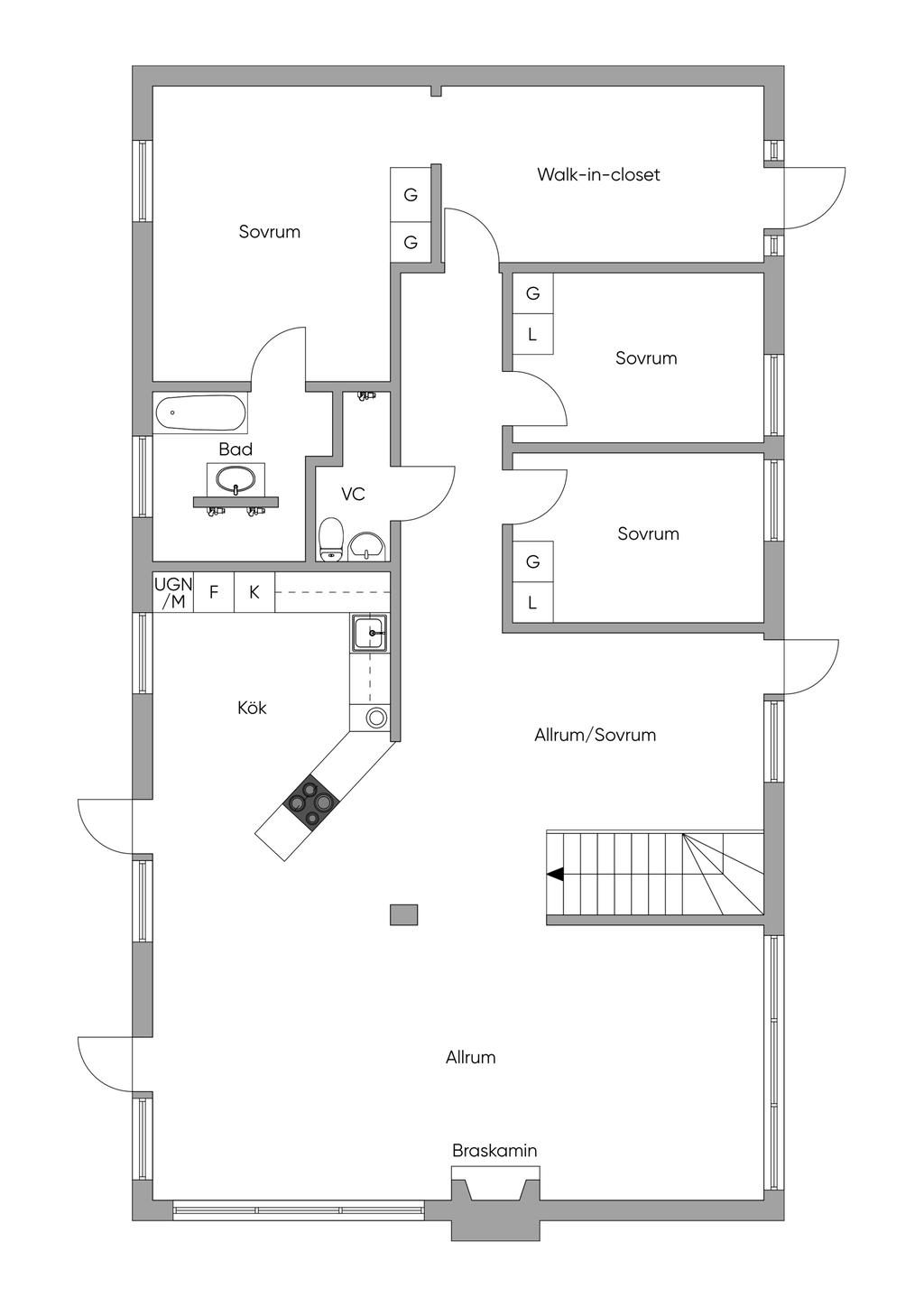 Planritning övre plan