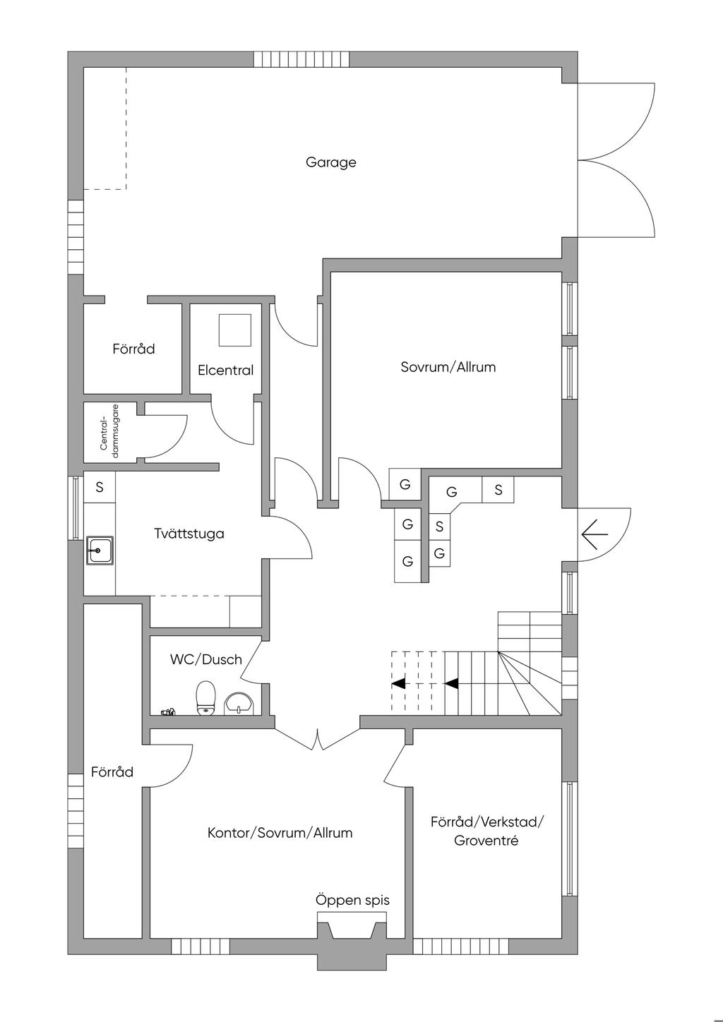 PLanritning nedre plan