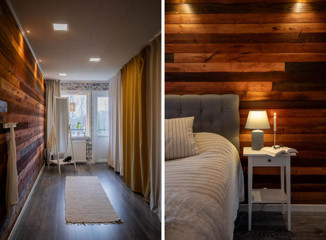Stort föräldrasovrum med rymlig walk in closet.