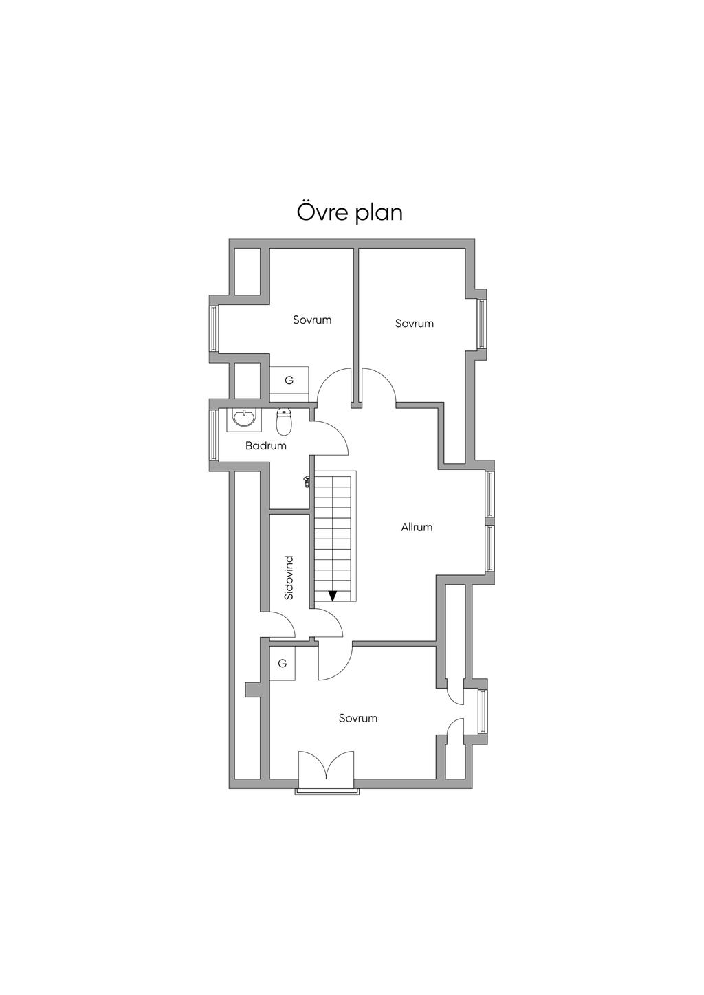 Planlösning Övre plan