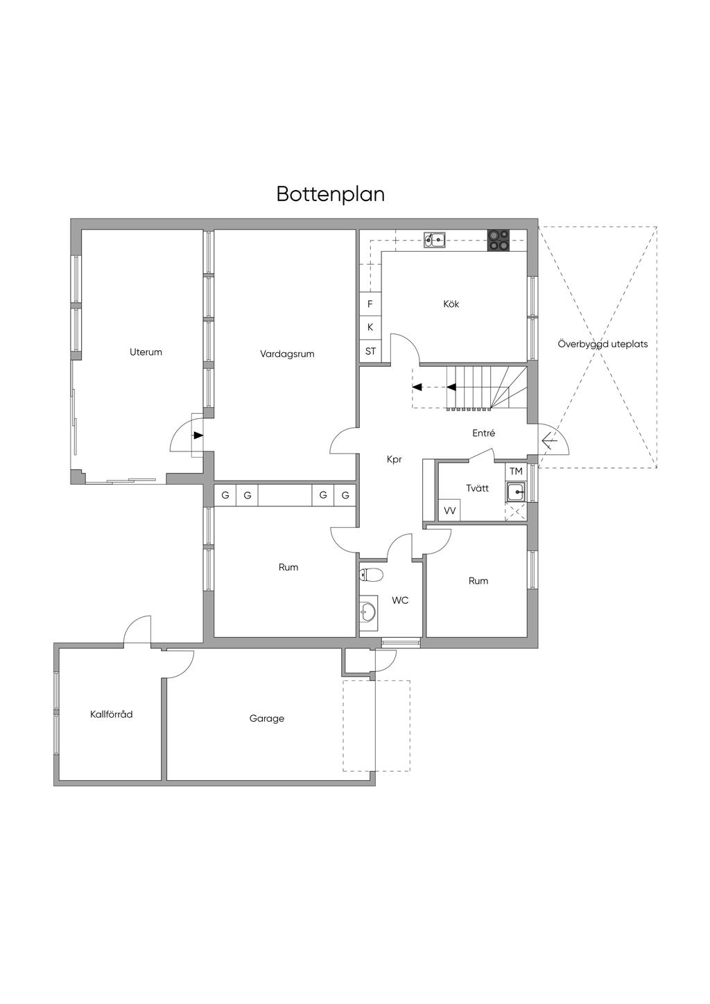 Planlösning nedre plan
