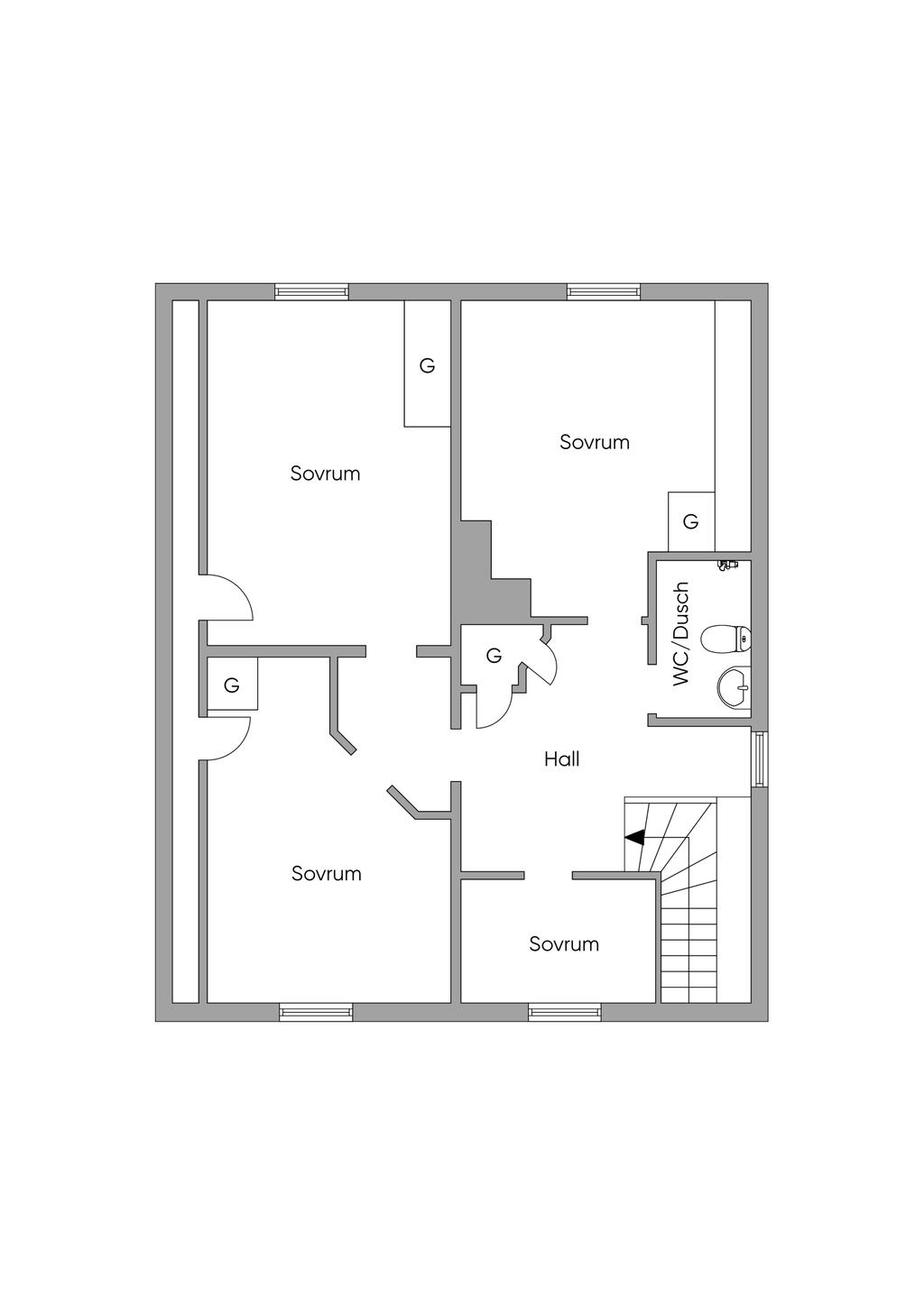 Planritning övre plan