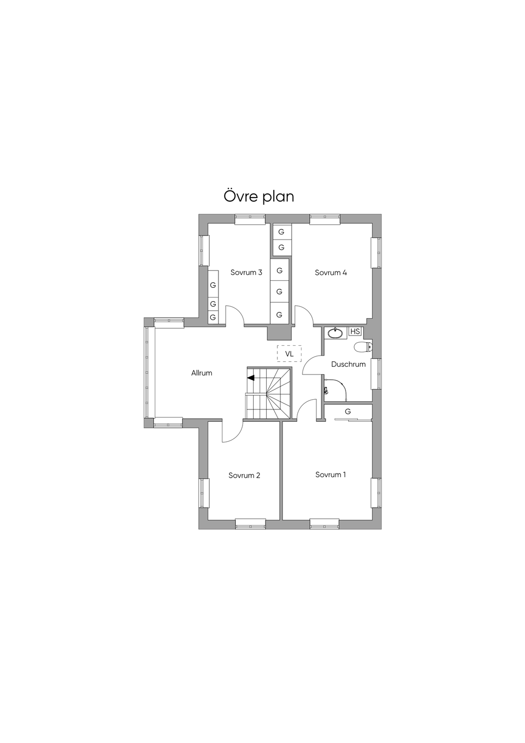 Planritning Övre plan