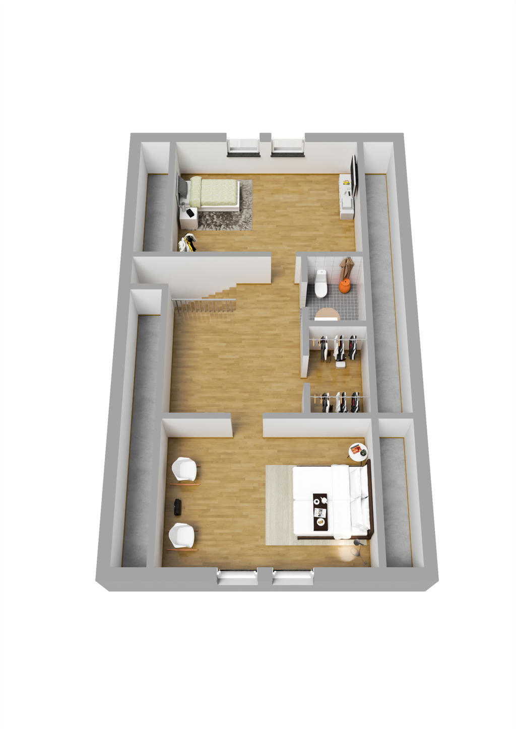 Planlösning 3D, övre plan