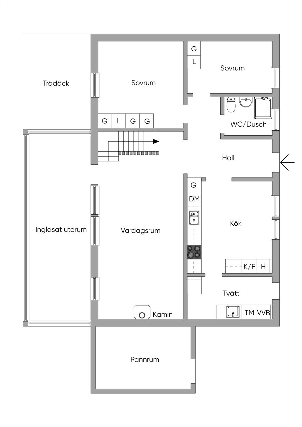 Planlösning, entréplan