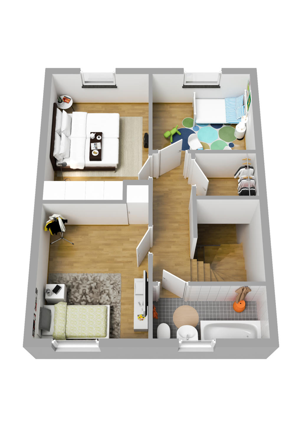 Planlösning övre plan 3D