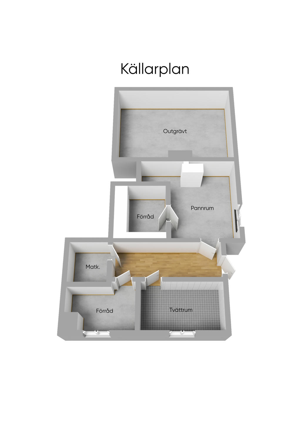 Planlösning källarplan 3D