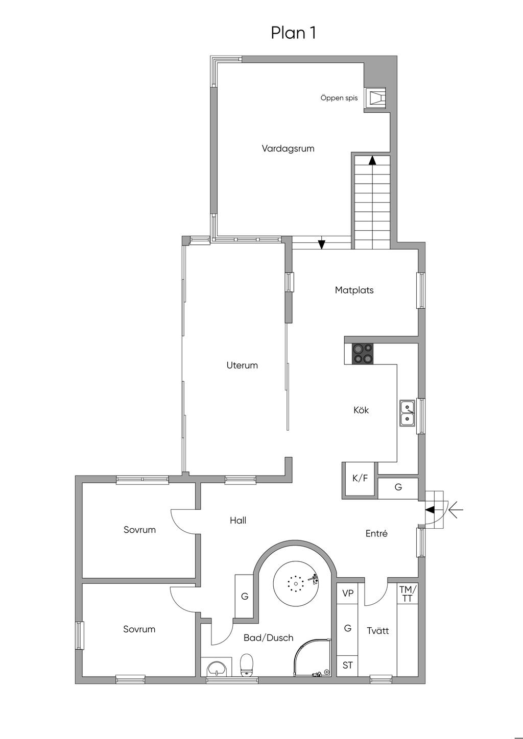 Planlösning, 1:a plan