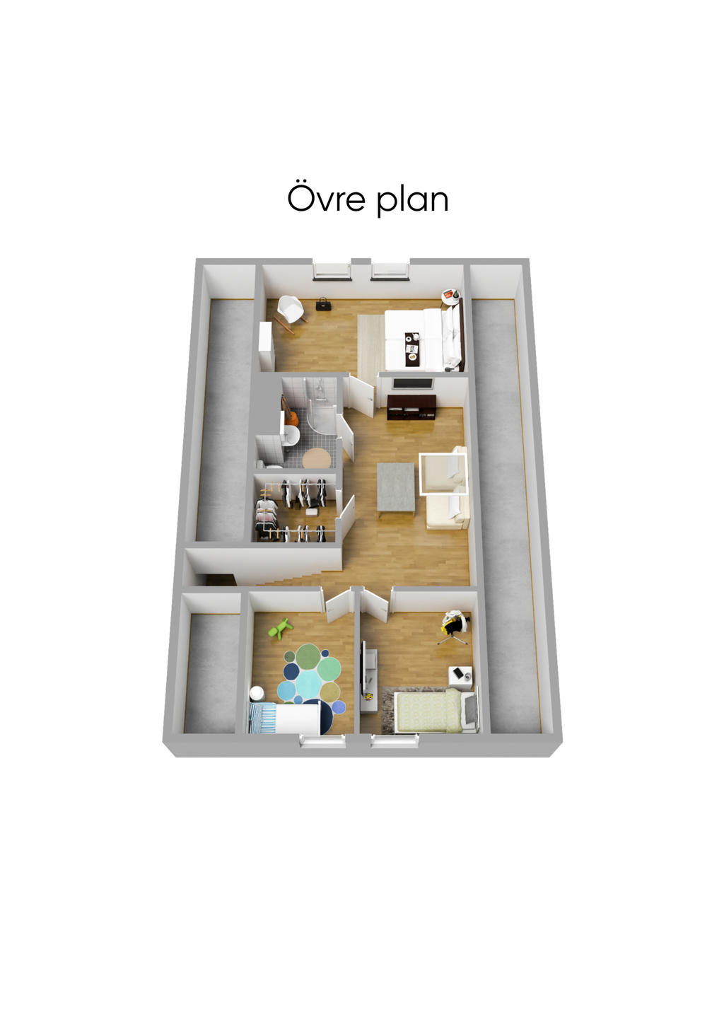 Planlösning övre plan 3D