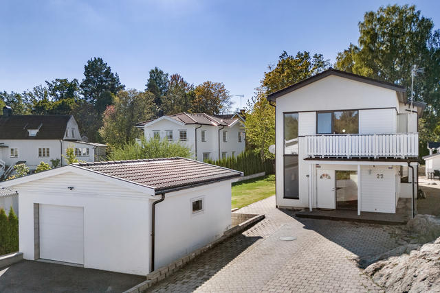 Uppfart med plats för ca 6st bilar + enbilsgarage med plats för 2st utanför