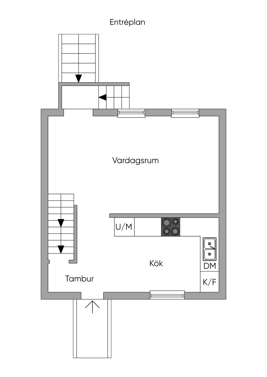 Boareans fördelning på entréplan