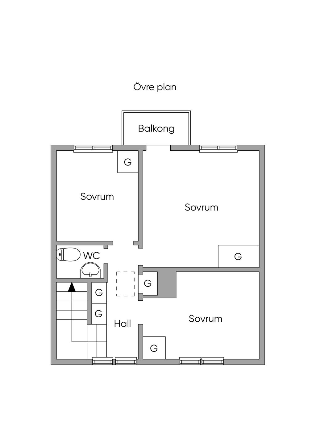 Boareans fördelning på övre plan