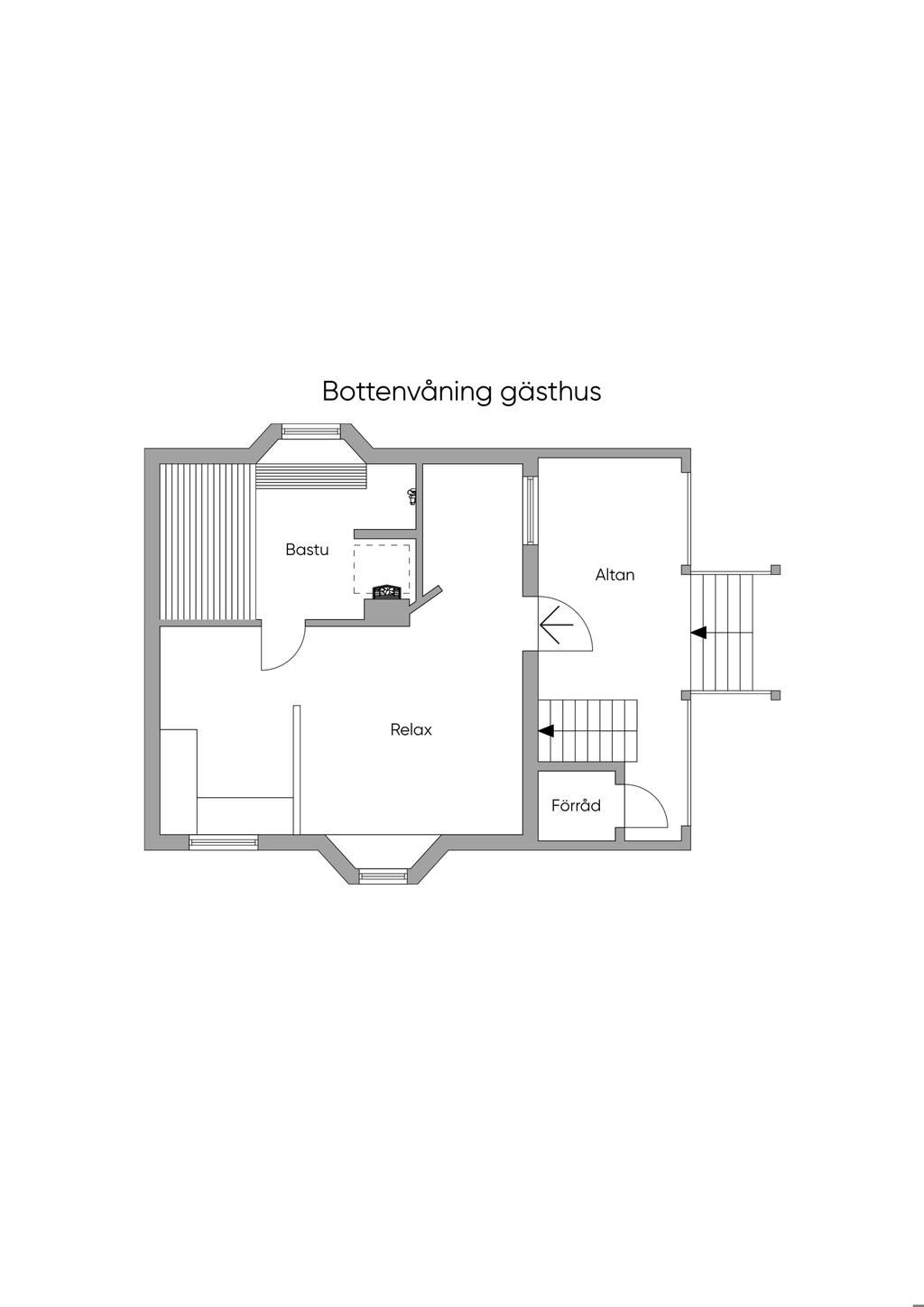 Planlösning bottenvåning gästhus