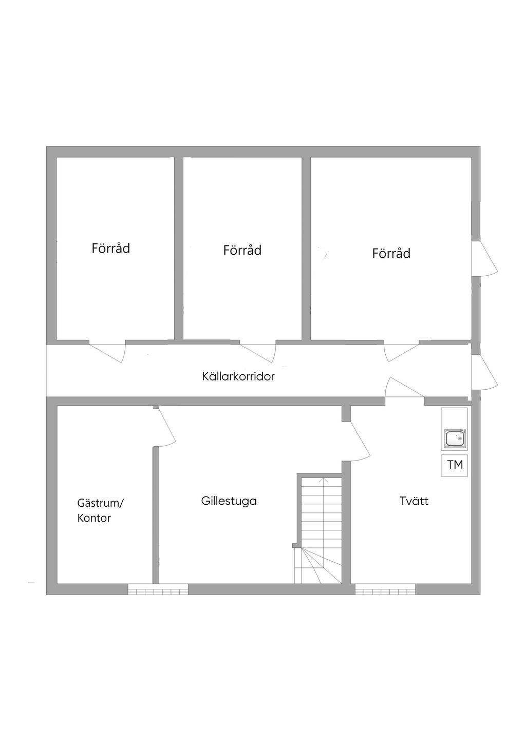 Planskiss: Källarplan, alternativ