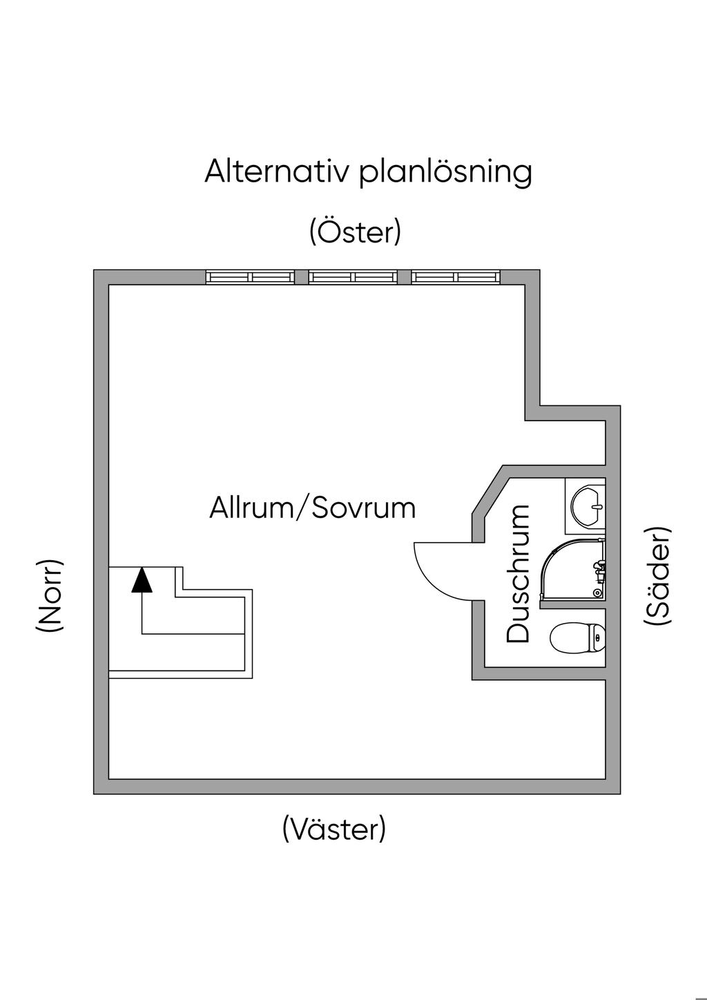Alternativ Planlösning Bovägen 36 med inredd vindsvåning, 2D