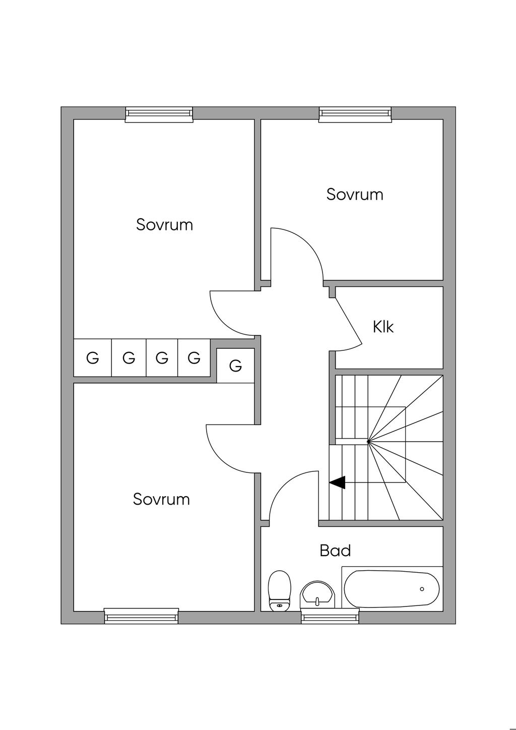 Planlösning övre plan