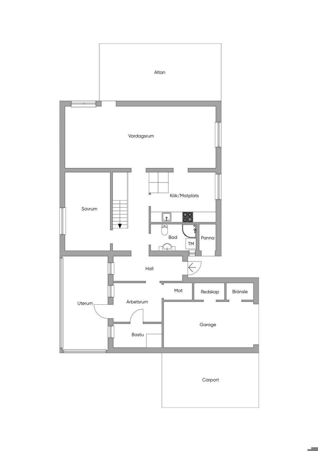 Planlösning. Bottenplan
