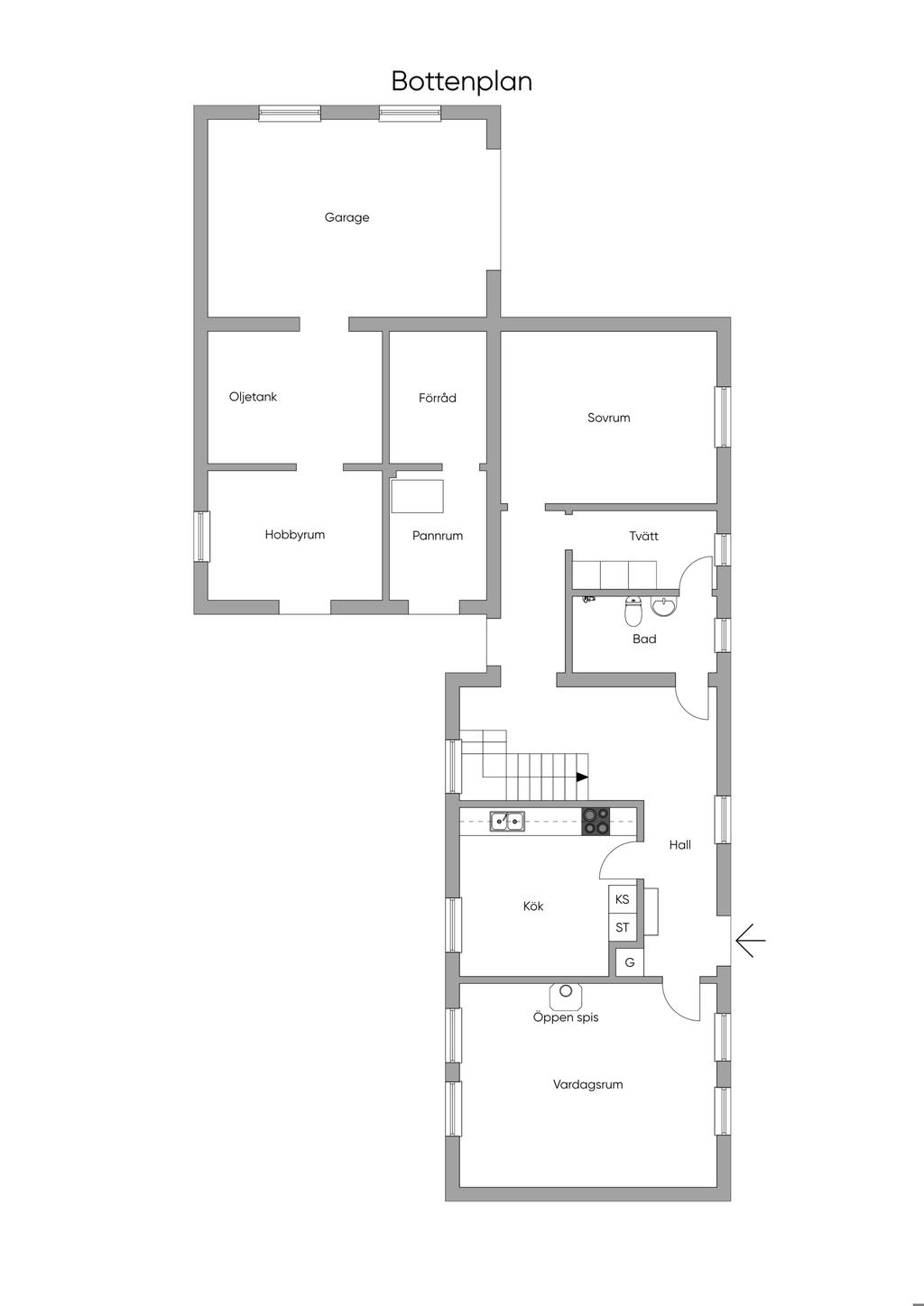 Planlösning, 1:a plan