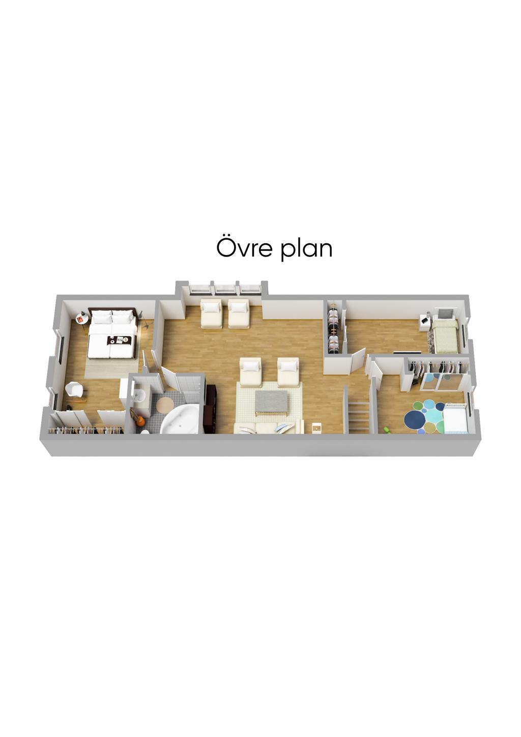 Planlösning övre plan 3D