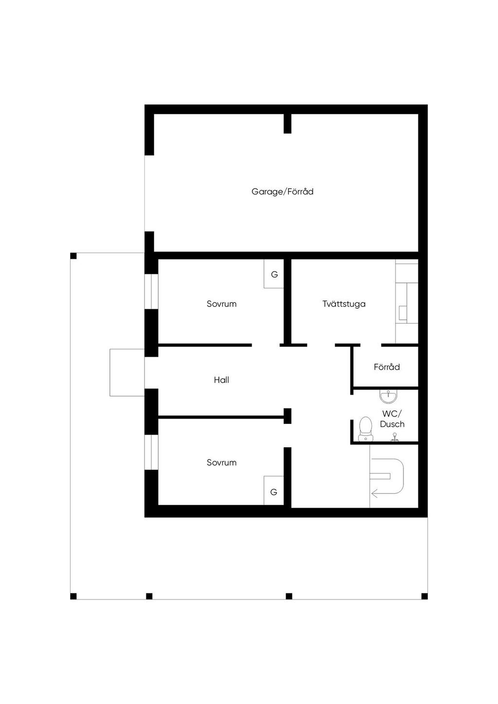Souterrängplan.