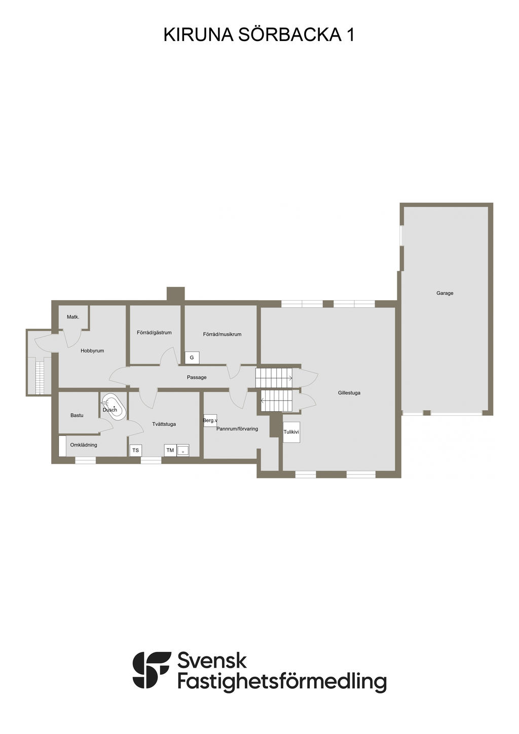 Planlösning gillestuga och källarplan