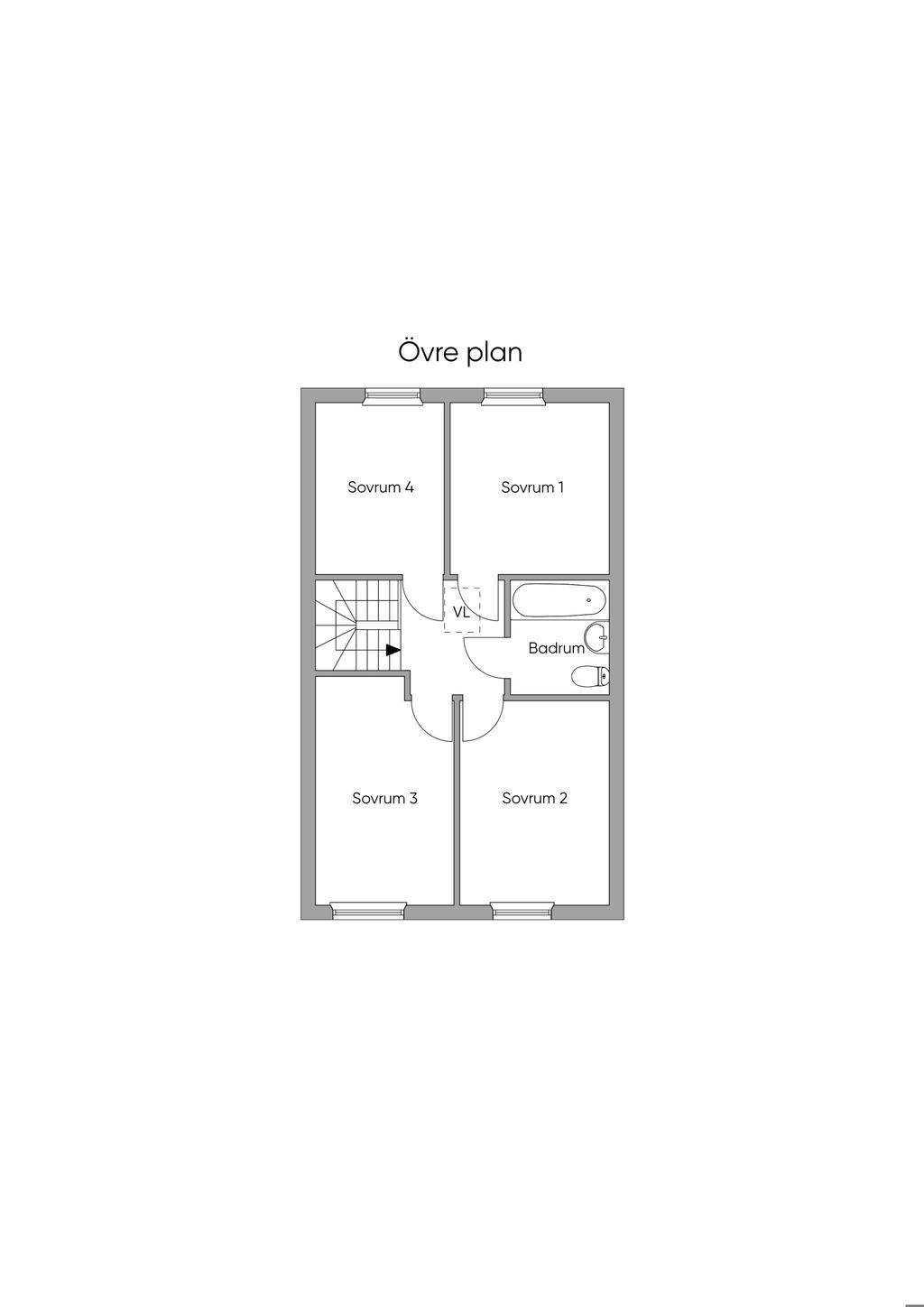 Planritning Övre plan