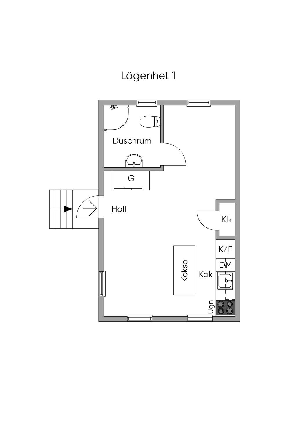 Planritning - Lägenhet 1rok