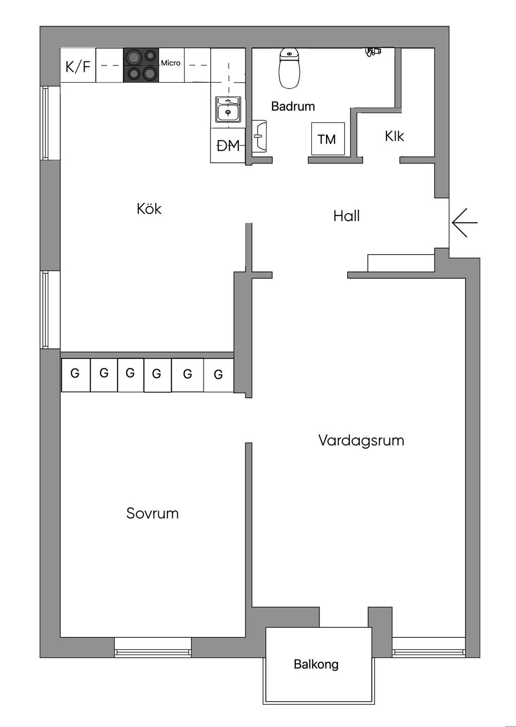 Planlösning, obs ej skalenlig, viss avvikelse kan förekomma