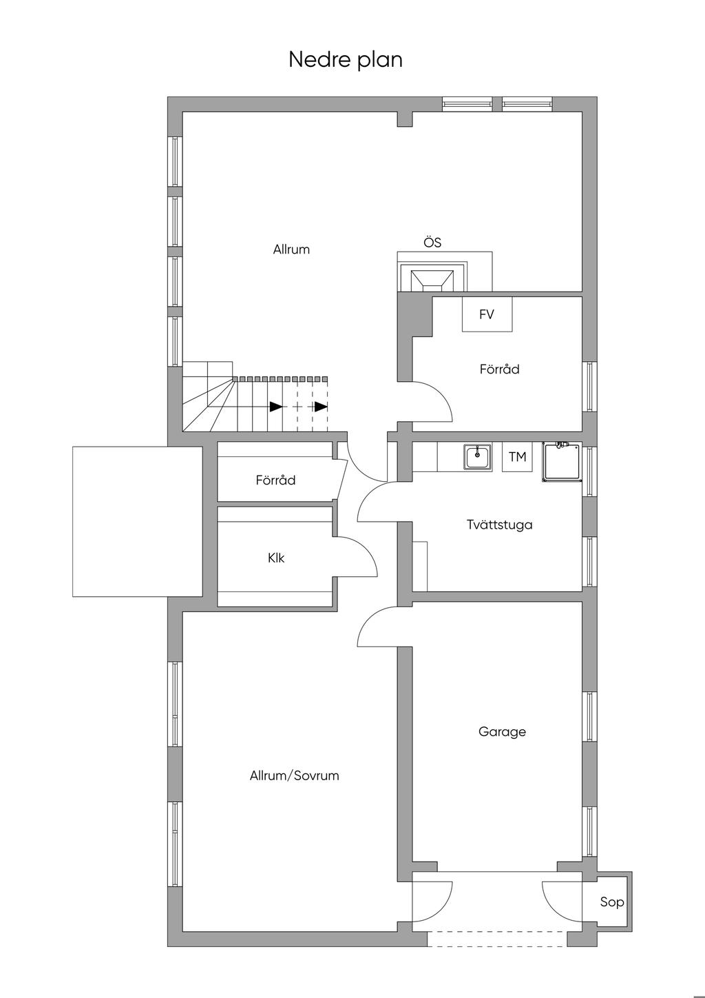 Planlösning Nedre plan
