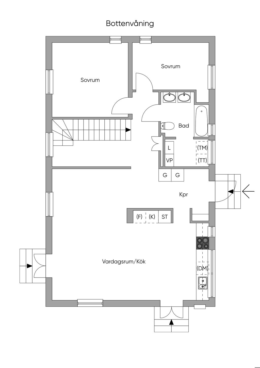 Planlösning 2D bottenvåning